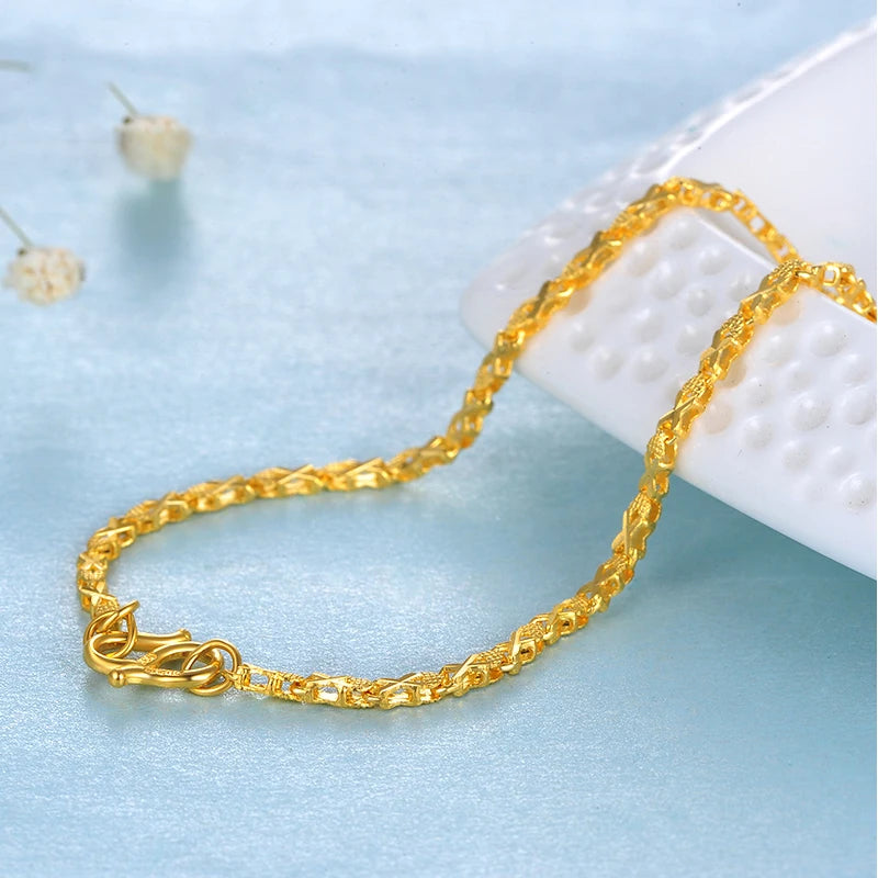 24K Pure Gold Bracelet Real 999 Solid Gold Bangle Simple Fashion Elegant Classic Fine Jewelry