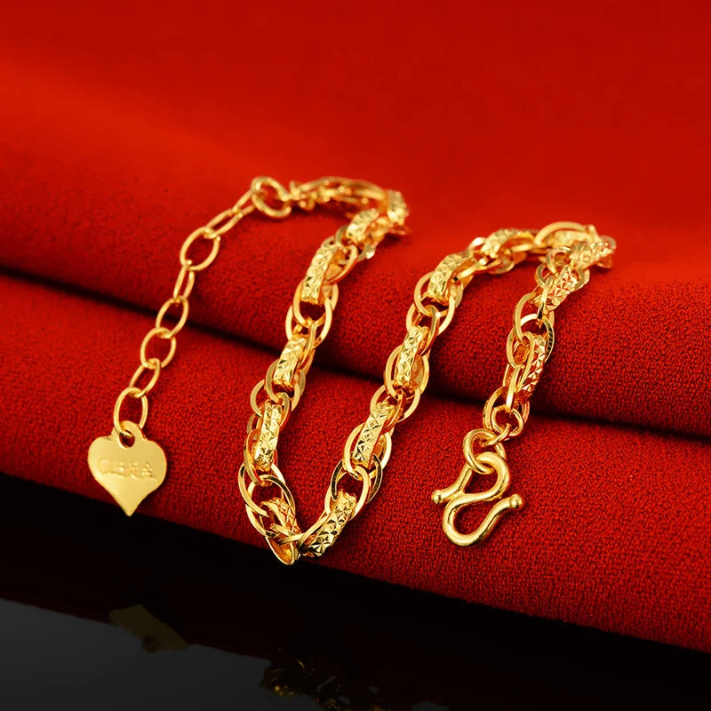 24K Pure Gold Bracelet Real 999 Solid Gold Bangle Simple Fashion Hollow Design  Classic Jewelry