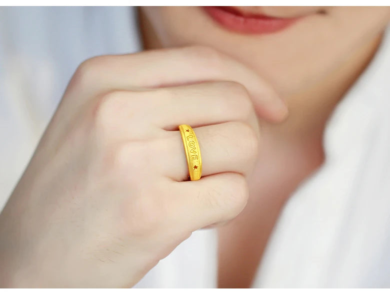 24K Pure Gold Ring Real AU 999 Solid Gold Rings Elegant Shiny  Beautiful Upscale Trendy Classic Jewelry