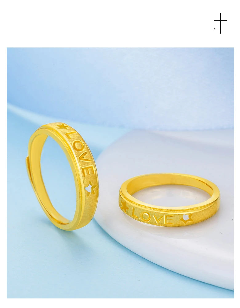 24K Pure Gold Ring Real AU 999 Solid Gold Rings Elegant Shiny  Beautiful Upscale Trendy Classic Jewelry