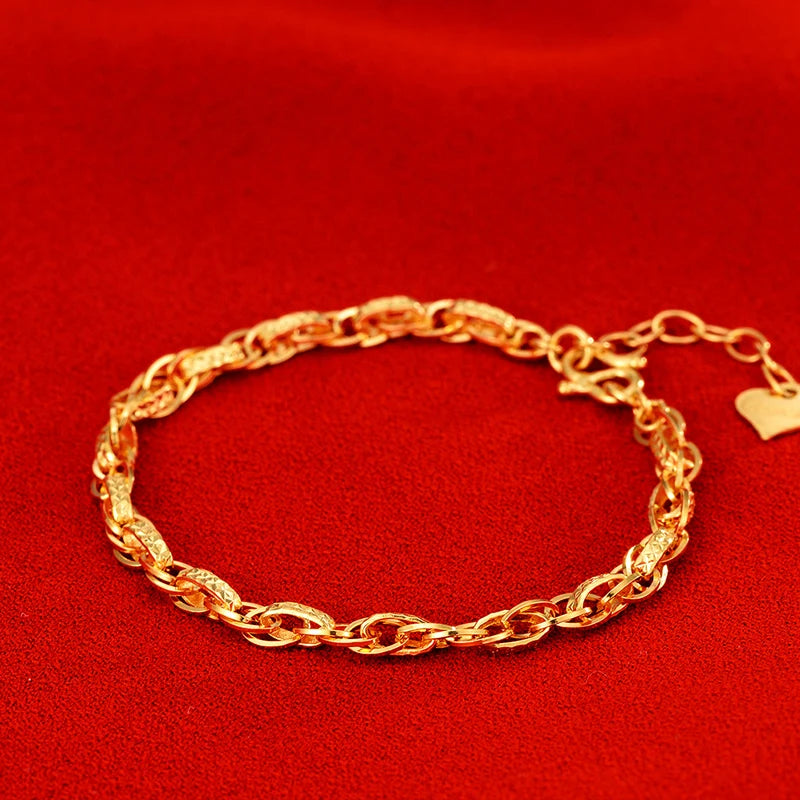 24K Pure Gold Bracelet Real 999 Solid Gold Bangle Simple Fashion Hollow Design  Classic Jewelry