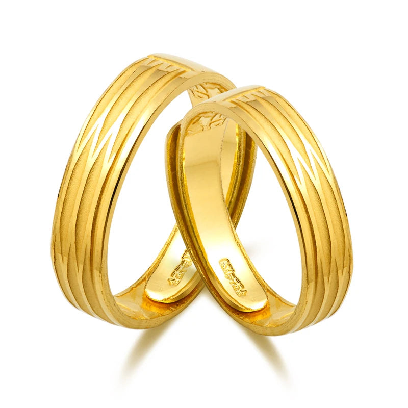 Women Jewellery Couple Rings For Wedding 24K Pure Gold Lovers Pair Rings Gold Party Fashion Rings Noble Gift Fine Jewelry