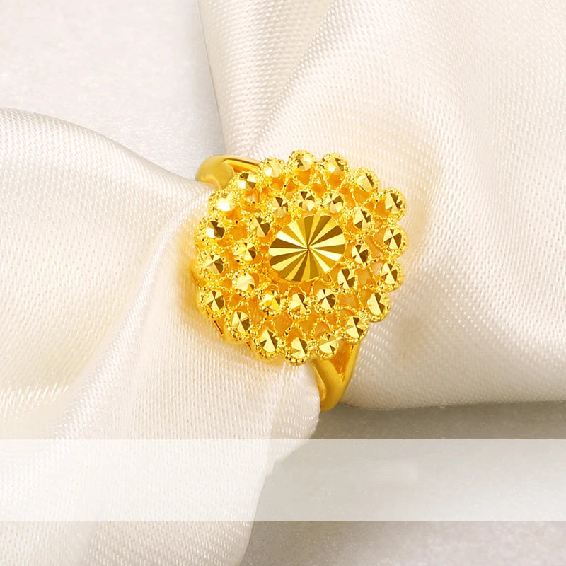 24K Pure Gold Ring Real AU 999 Solid Gold Rings Elegant Shiny  Beautiful Upscale Trendy Classic Jewelry