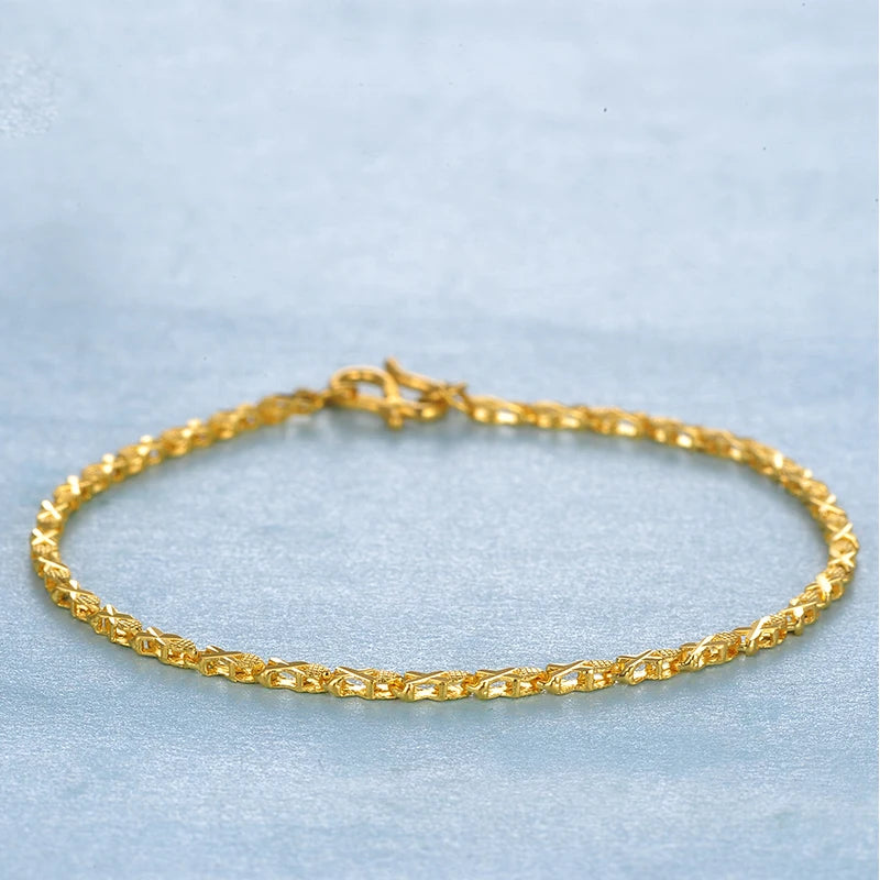 24K Pure Gold Bracelet Real 999 Solid Gold Bangle Simple Fashion Elegant Classic Fine Jewelry
