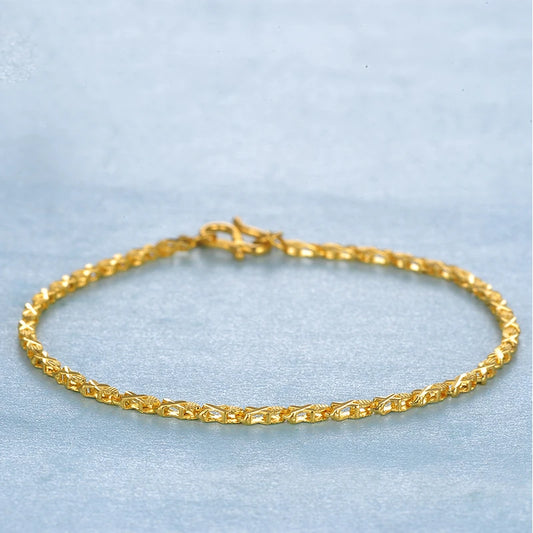 24K Pure Gold Bracelet Real 999 Solid Gold Bangle Simple Fashion Elegant Classic Fine Jewelry