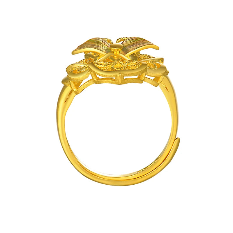 24k pure Yellow Gold with Flower Decoration Charm&Fashion Fine Jewelry for Wedding