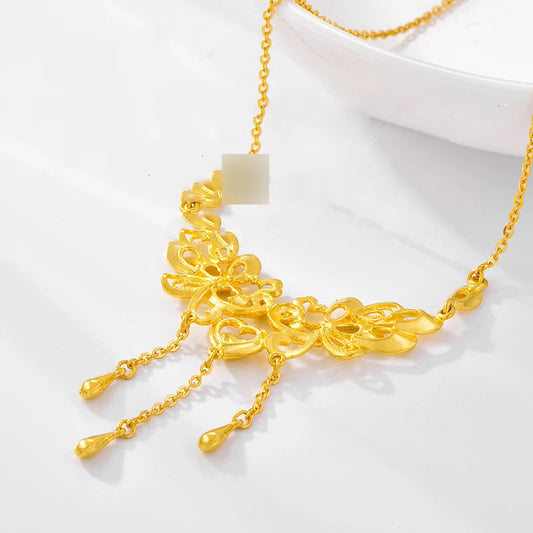 24K Pure Gold Necklace Real AU 999 Solid Gold Chain Beautiful  Upscale Trendy Classic Party Fine Jewelry