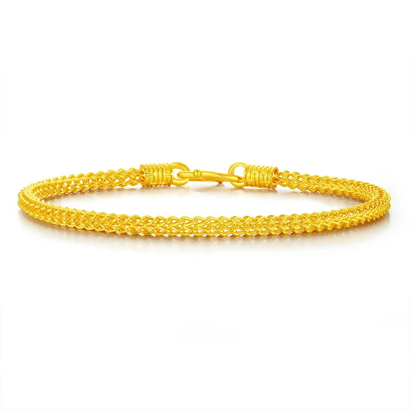 24K Pure Gold Bracelet Real 999 Solid Gold Bangle Beautiful  Romantic Classic Jewelry