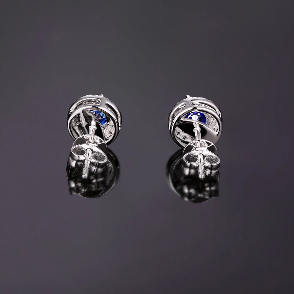 Jewelry 1.00ct Natural Sapphires 0.16ct Diamond 18kt Gold Earrings Stud Earring