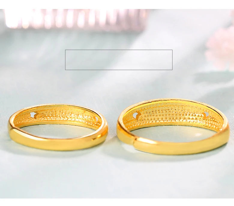 24K Pure Gold Ring Real AU 999 Solid Gold Rings Elegant Shiny  Beautiful Upscale Trendy Classic Jewelry