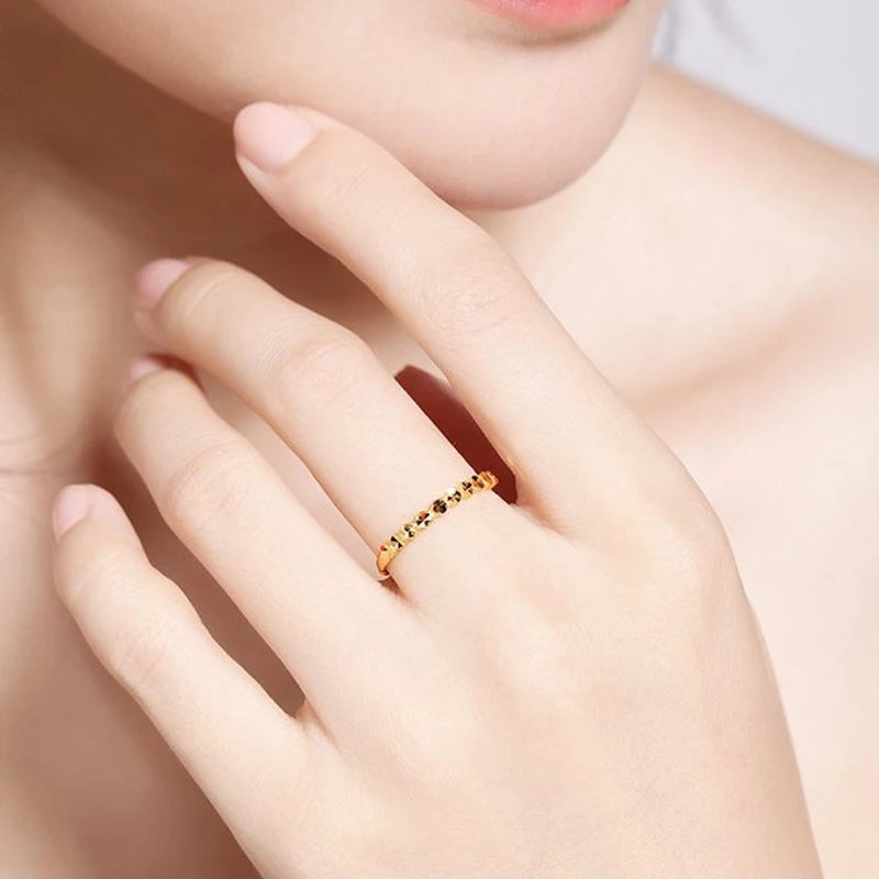 24K Gold rings real solid drill a small tail ring to girlfriend real good nice trendy new 2023 au999 fine jewelry
