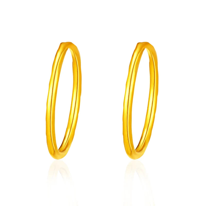 24k Pure Gold Hoop Earrings Classic Wild Generous Fine Round Women Female Lady Miss 2023 New Hot Sale Trendy 999 Real Gold
