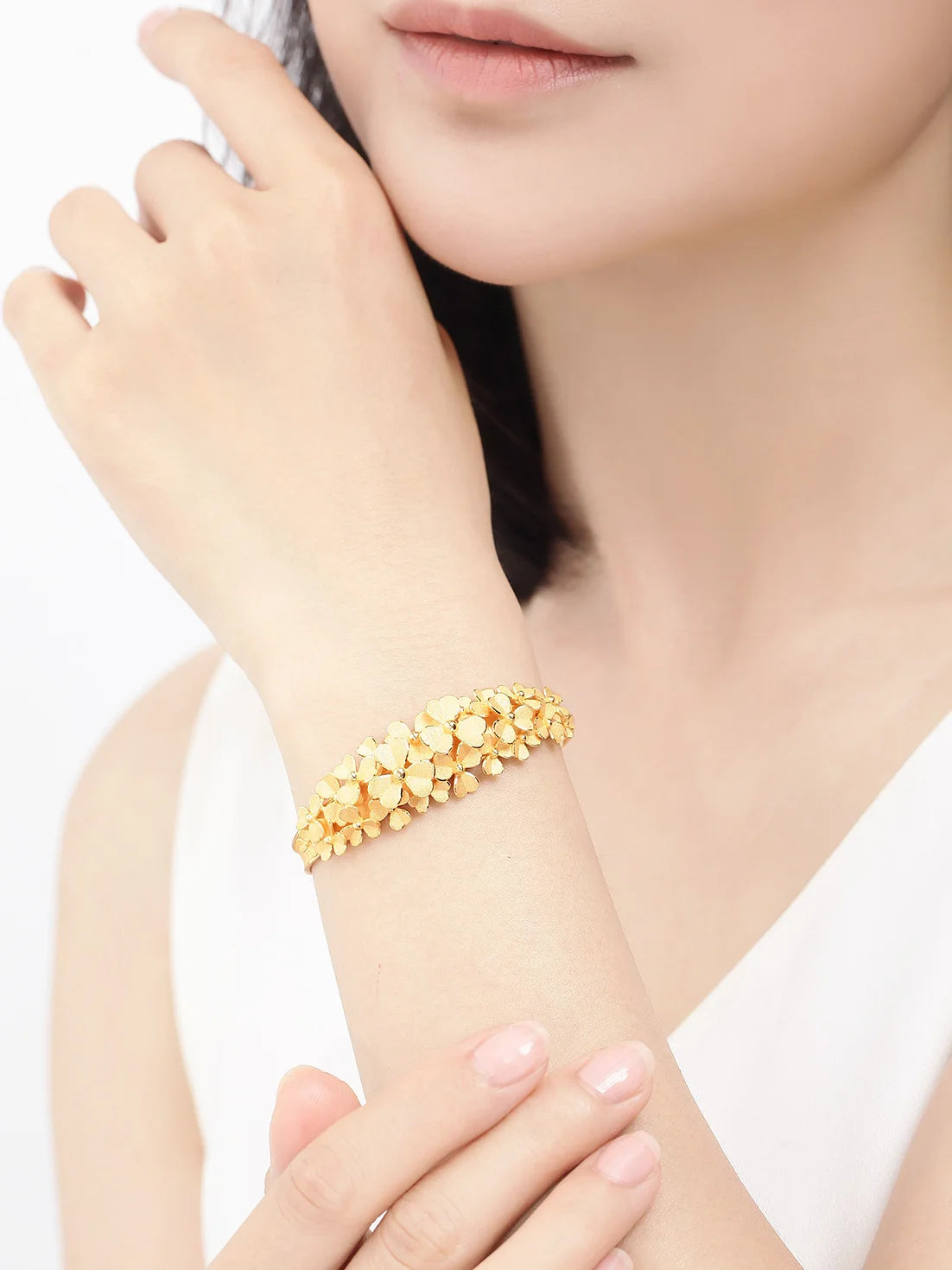 24K Pure Gold Bracelet Real 999 Solid Gold Bangle Upscale Beautiful Flower Romantic  Classic Jewelry