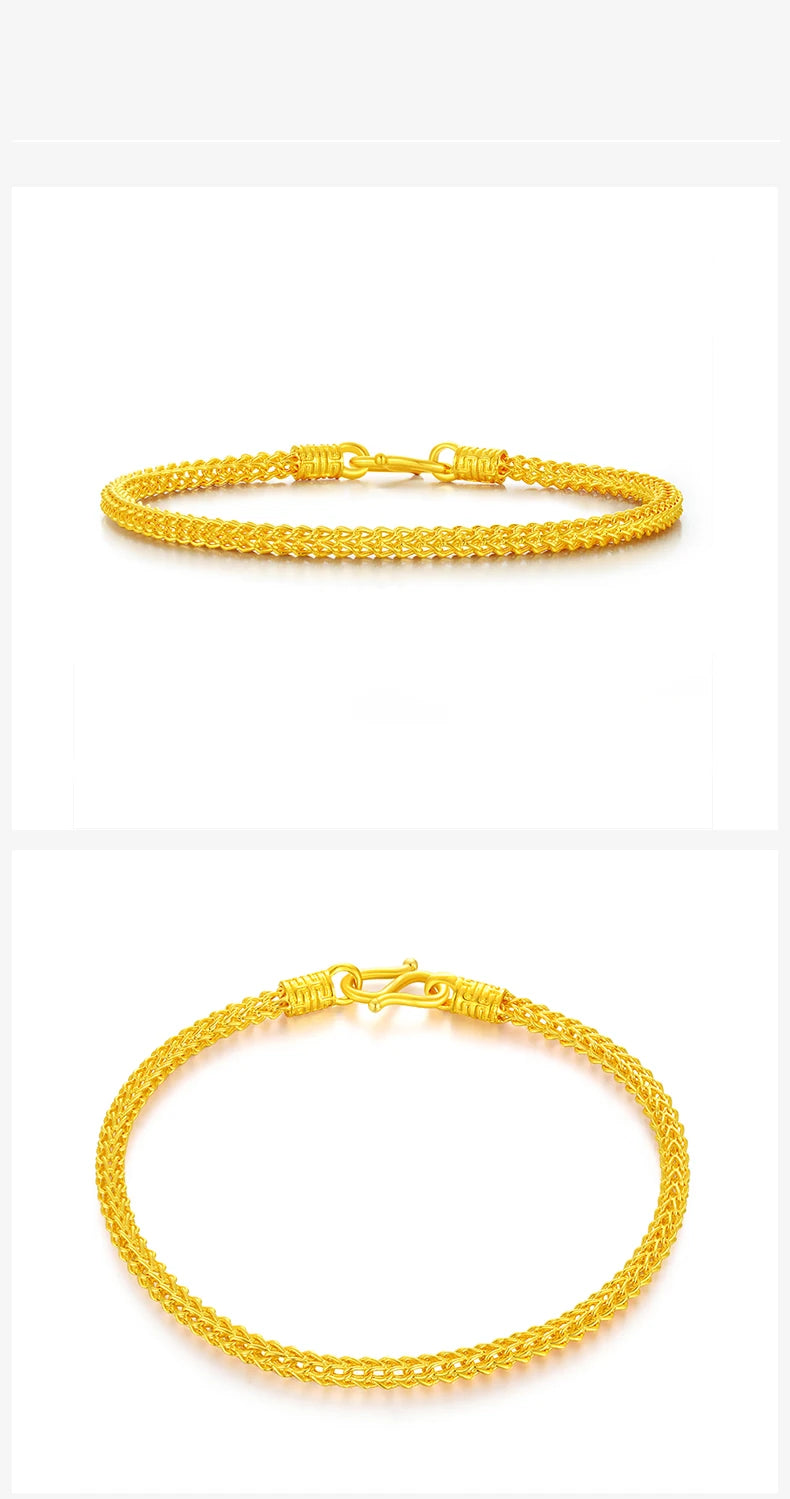24K Pure Gold Bracelet Real 999 Solid Gold Bangle Beautiful  Romantic Classic Jewelry