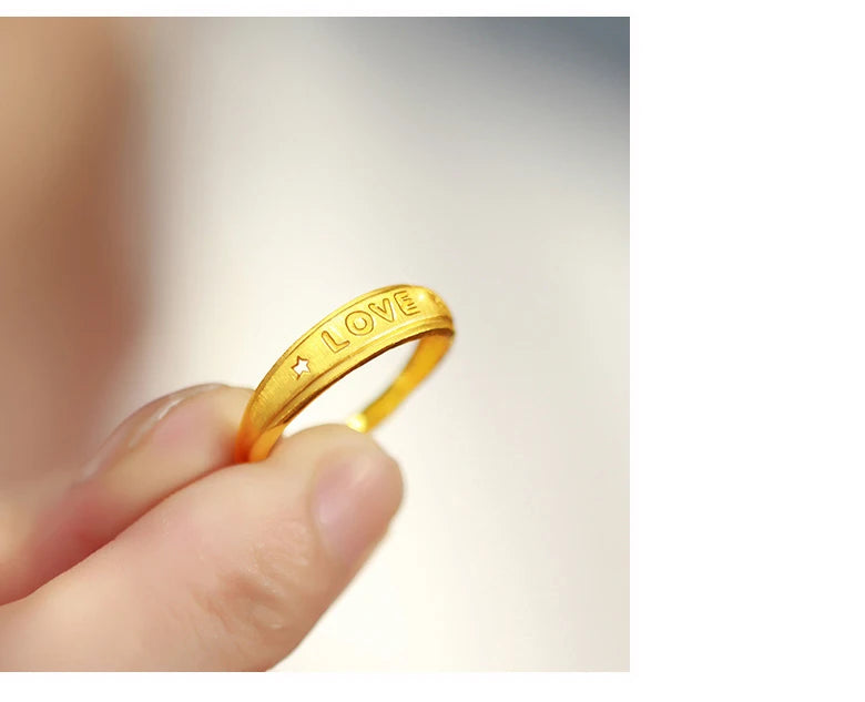 24K Pure Gold Ring Real AU 999 Solid Gold Rings Elegant Shiny  Beautiful Upscale Trendy Classic Jewelry
