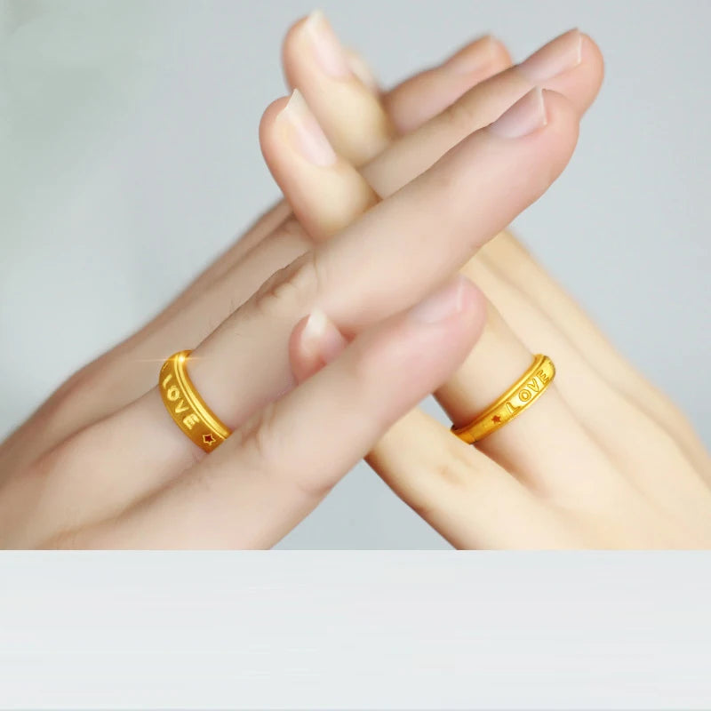 24K Pure Gold Ring Real AU 999 Solid Gold Rings Elegant Shiny  Beautiful Upscale Trendy Classic Jewelry