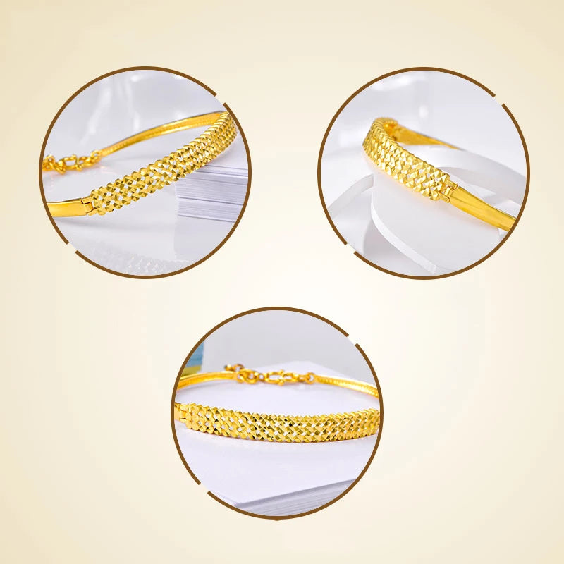 24K Pure Gold Bracelet Real 999 Solid Gold Bangle Beautiful