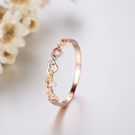 18k Pure Gold Heart Ring 2023 New Hot Selling Top Women Female Models Girl Miss Genuine Real 750 Jewelry Party Romantic
