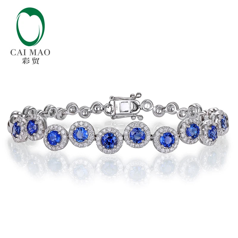 4.23ctw Genuine Sapphire and Diamond Bracelet 18kt White gold Gorgeous Jewelry