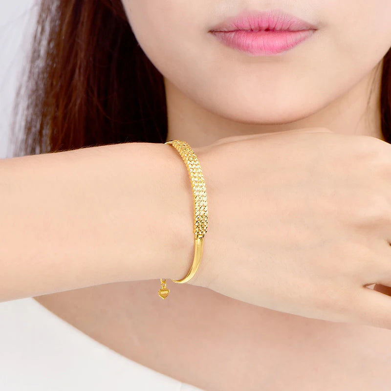 24K Pure Gold Bracelet Real 999 Solid Gold Bangle Beautiful