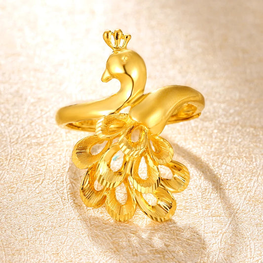 24K Pure Gold Ring Real AU 999 Solid Gold Rings Elegant Shiny Beautiful Upscale Trendy Classic Jewelry