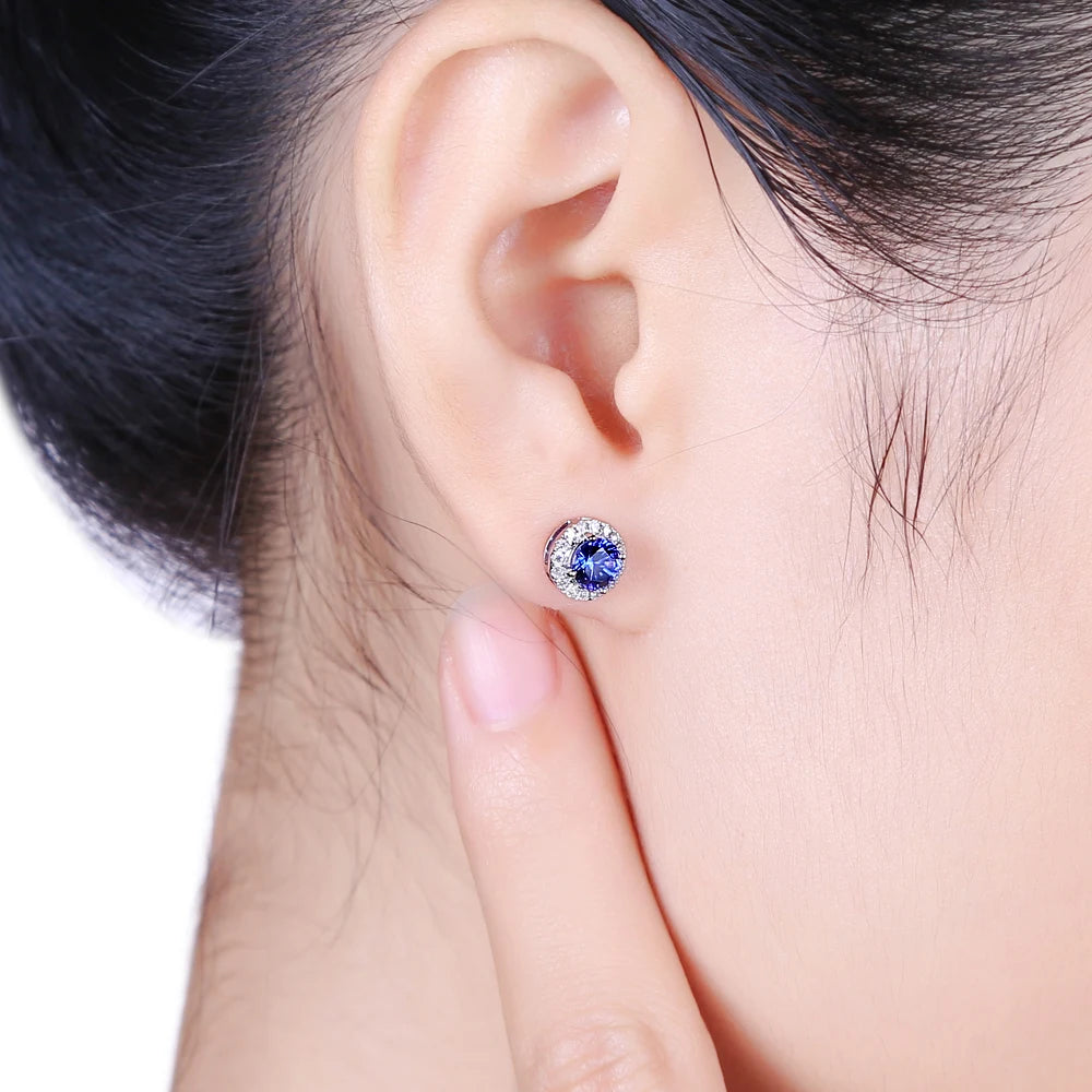 Jewelry 1.00ct Natural Sapphires 0.16ct Diamond 18kt Gold Earrings Stud Earring