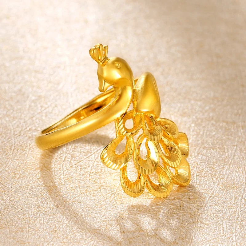 24K Pure Gold Ring Real AU 999 Solid Gold Rings Elegant Shiny Beautiful Upscale Trendy Classic Jewelry