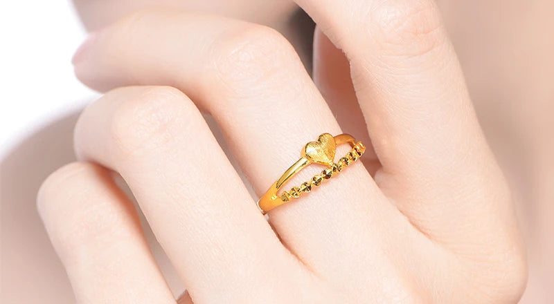 24K Gold Ring Real Pure Solid Au999 Yellow Gold  Love Row Circle Ring Female Ring Gift As Girlfriend Exquisite  Jewelry