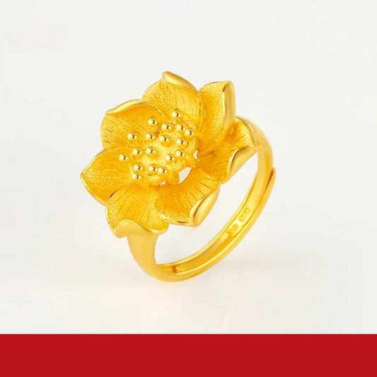 24K Pure Gold Ring Real AU 999 Solid Gold Rings Elegant Shiny  Beautiful Upscale Trendy Classic Jewelry