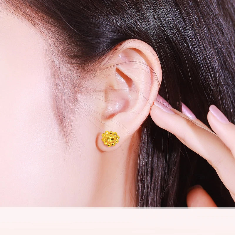 24K Pure Gold Earring Real AU 999 Solid Gold Earrings Nice Good Upscale Trendy Fine Jewelry Hot Sell New 2023
