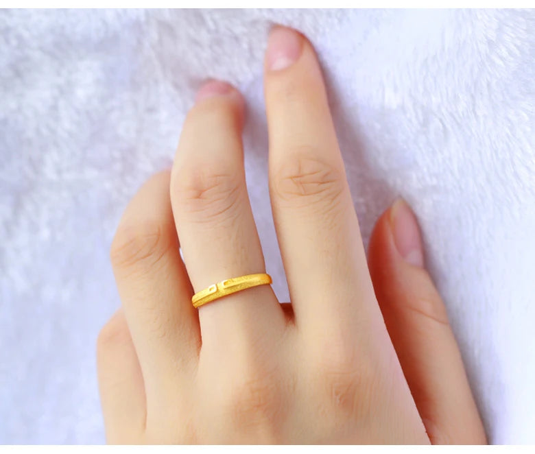 24K Pure Gold Ring Real AU 999 Solid Gold Rings Elegant Shiny  Beautiful Trendy Classic Jewelry