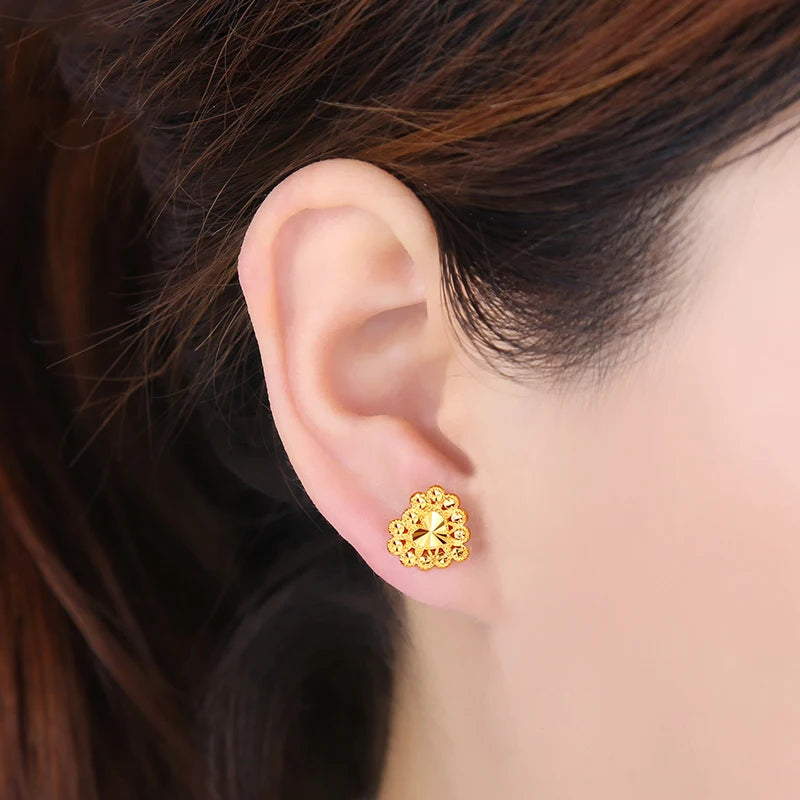24K Pure Gold Earring Real AU 999 Solid Gold Earrings Nice Good Upscale Trendy Fine Jewelry Hot Sell New 2023