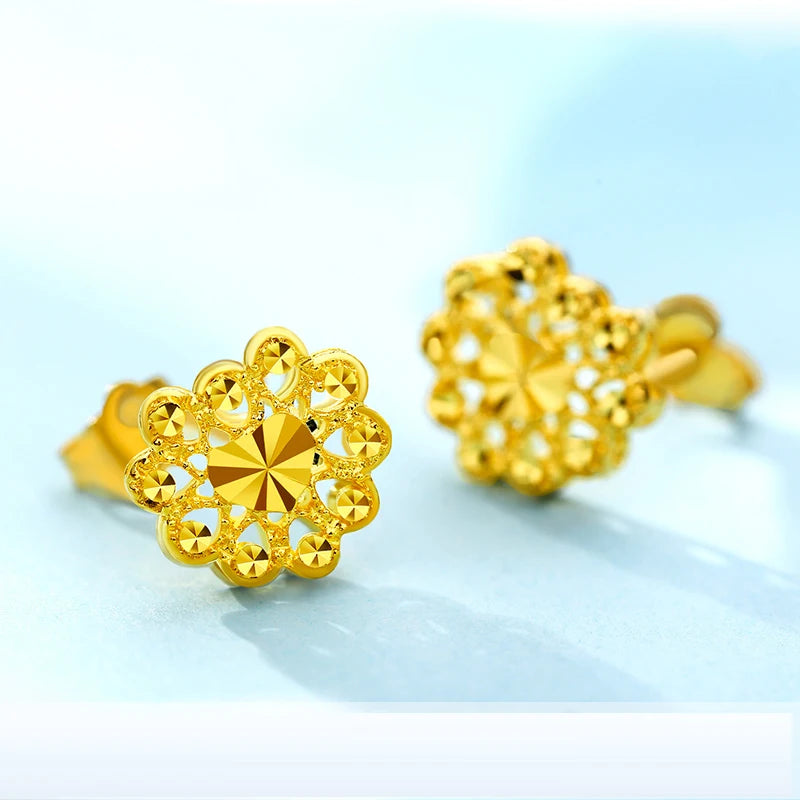 24K Pure Gold Earring Real AU 999 Solid Gold Earrings Nice Good Upscale Trendy Fine Jewelry Hot Sell New 2023