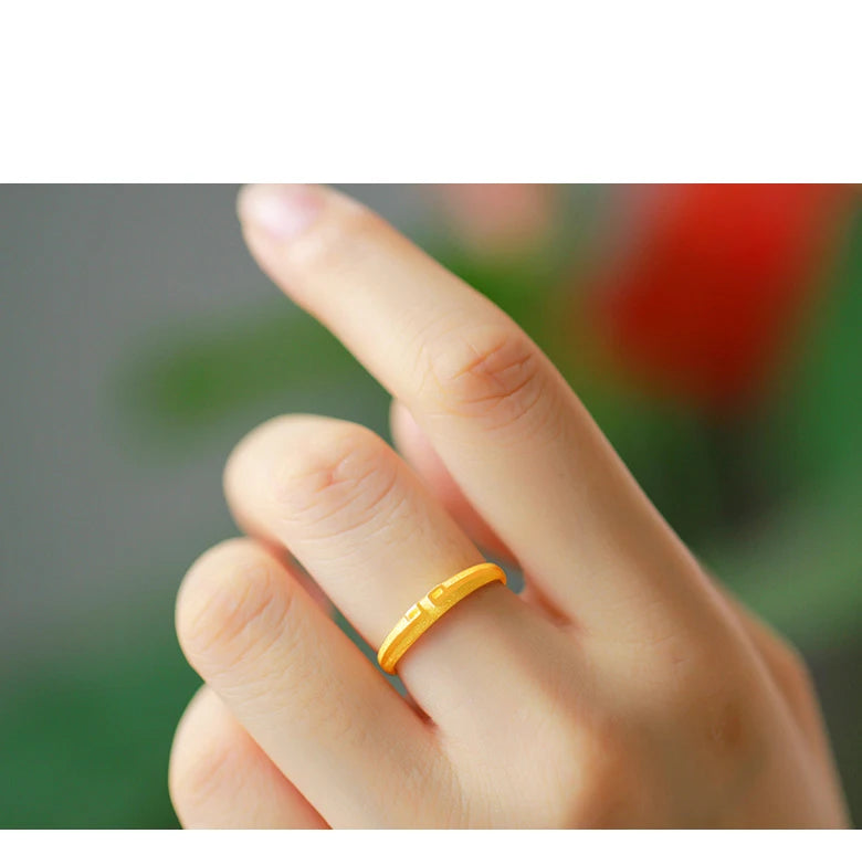 24K Pure Gold Ring Real AU 999 Solid Gold Rings Elegant Shiny  Beautiful Trendy Classic Jewelry