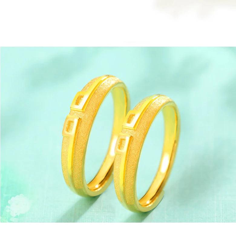 24K Pure Gold Ring Real AU 999 Solid Gold Rings Elegant Shiny  Beautiful Trendy Classic Jewelry