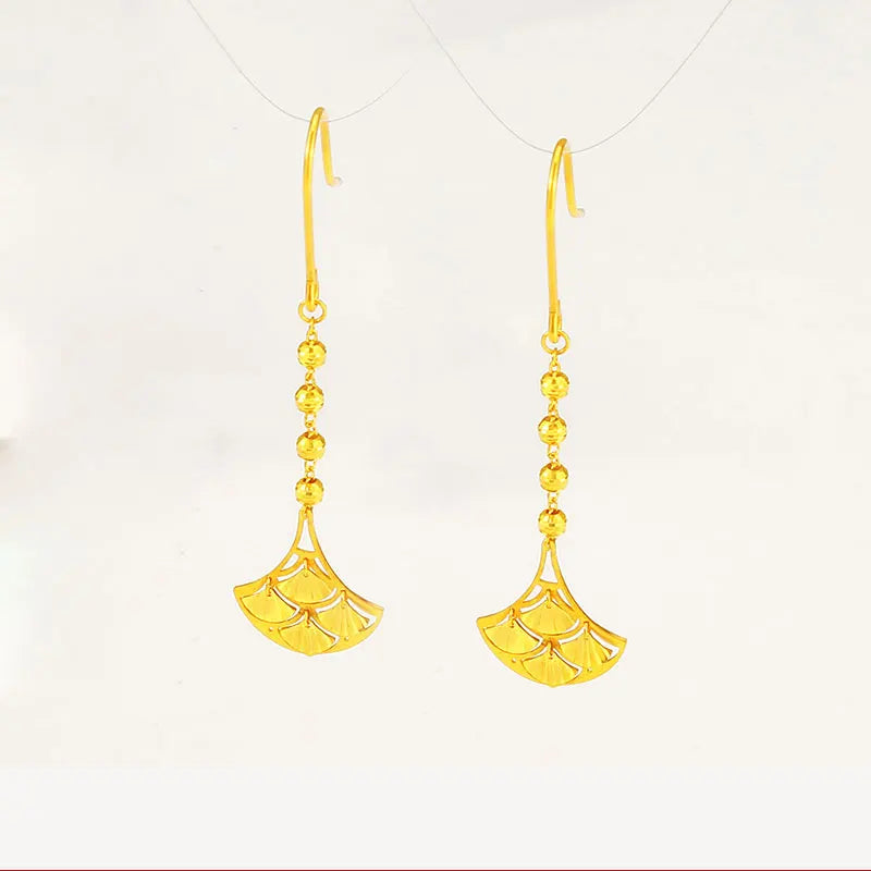 24K Pure Gold Earring Real AU 999 Solid Gold Earrings Nice Good Trendy Fine Jewelry