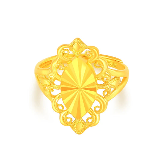 24K Pure Gold Ring Real AU 999 Solid Gold Rings Elegant Shiny  Beautiful Upscale Trendy Classic Jewelry