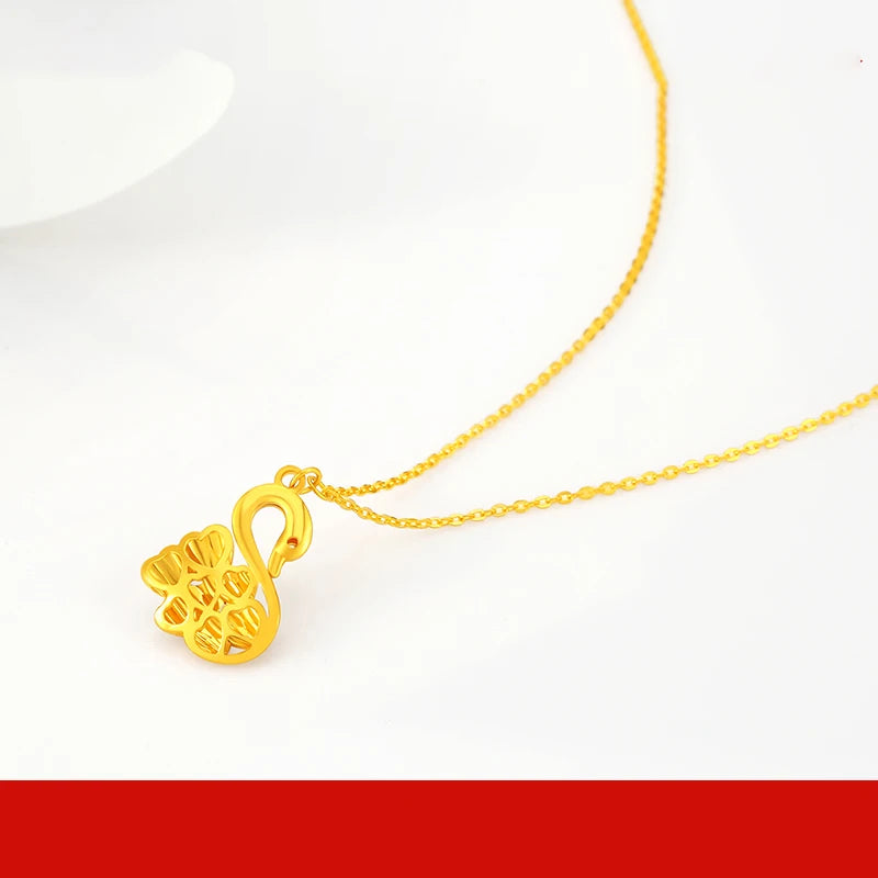 24K Pure Gold Necklace Real AU 999 Solid Gold Chain Beautiful Trendy Classic Party Fine Jewelry