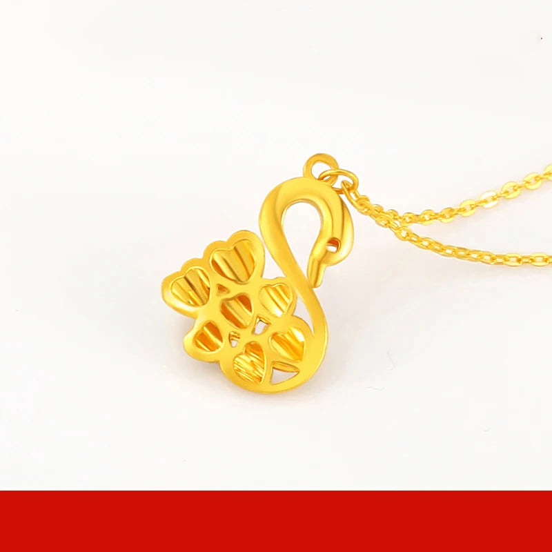 24K Pure Gold Necklace Real AU 999 Solid Gold Chain Beautiful Trendy Classic Party Fine Jewelry