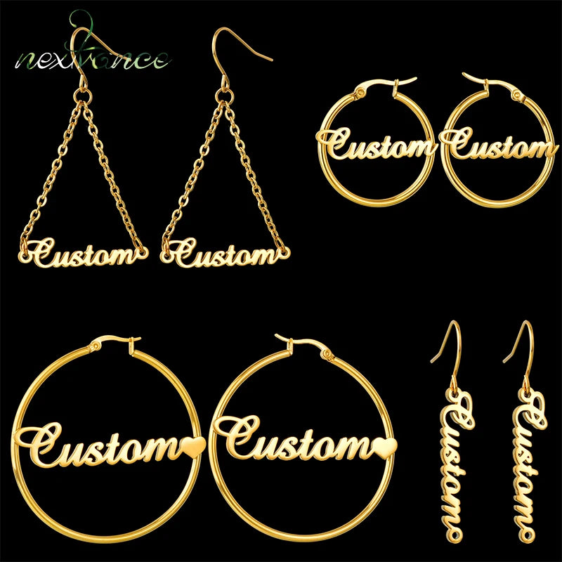 Personalized Name Drop Earrings Customize Namplate ID Dangle Earring Women Stainless Steel Party Gift