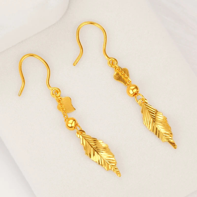 24K Pure Gold Earring Real AU 999 Solid Gold Earrings Nice Good Tassel Trendy Fine Jewelry