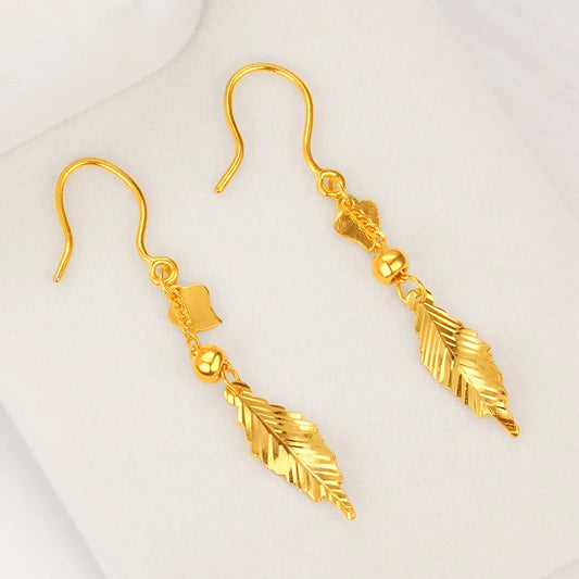 24K Pure Gold Earring Real AU 999 Solid Gold Earrings Nice Good Tassel Trendy Fine Jewelry