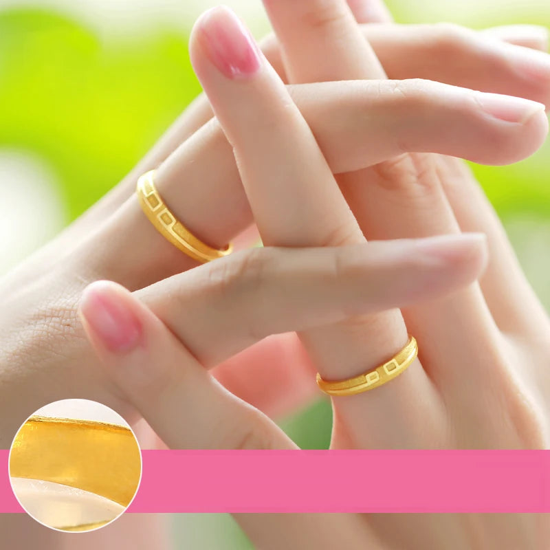 24K Pure Gold Ring Real AU 999 Solid Gold Rings Elegant Shiny  Beautiful Trendy Classic Jewelry