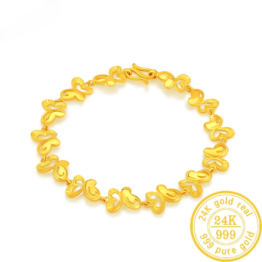24K Pure Gold Bracelet Real 999 Solid Gold Bangle Vintage Beautiful Classic Jewelry