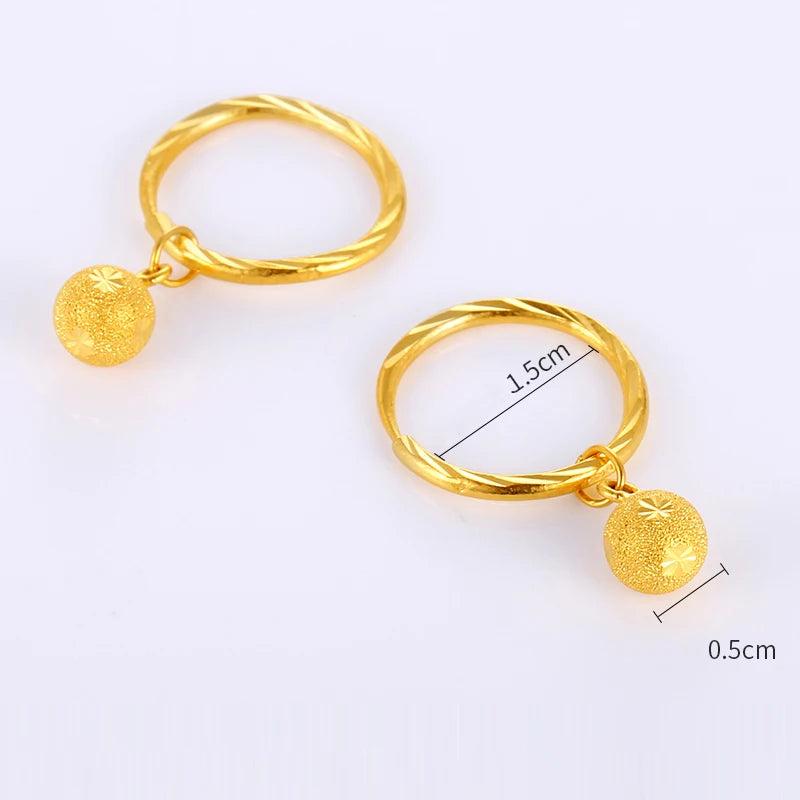 24K Pure Gold Earring Real AU 999 Solid Gold Earrings Good Hollow Ball Tassel Upscale Trendy Fine Jewelry Hot Sell New 2023