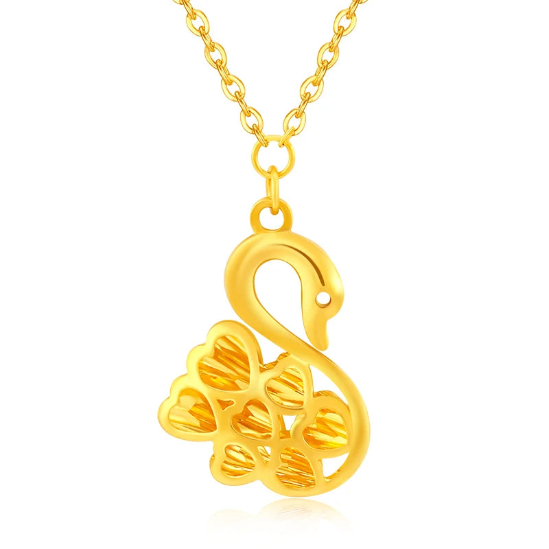 24K Pure Gold Necklace Real AU 999 Solid Gold Chain Beautiful Trendy Classic Party Fine Jewelry