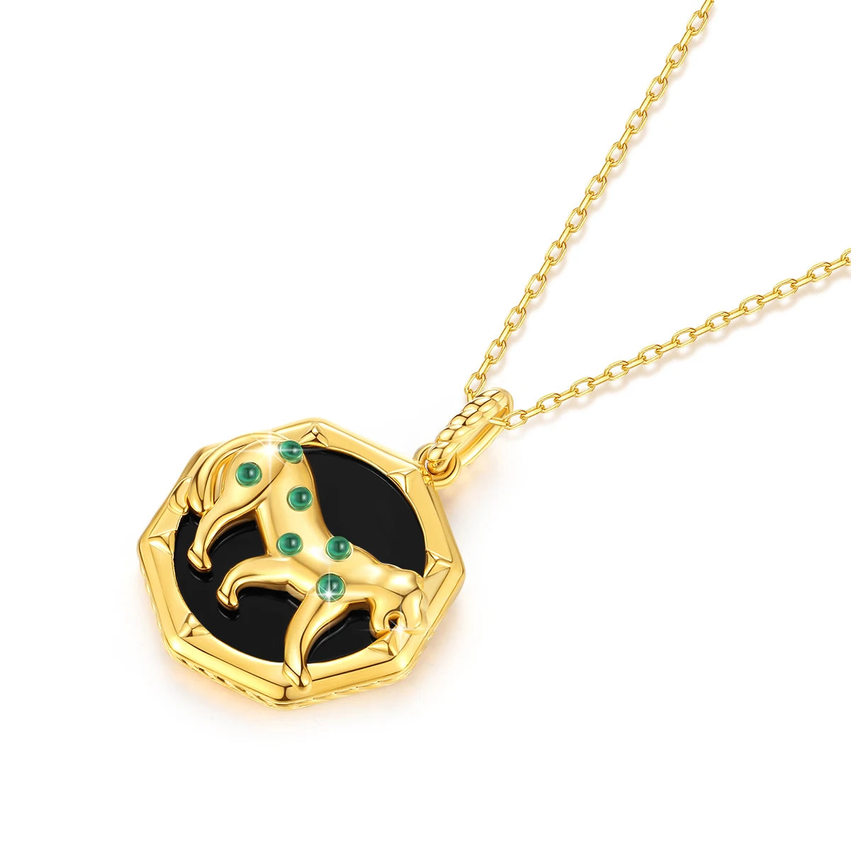 100% Real AU750 18K Gold Leopard Necklace Women Black Agate Pendant With Certificate Waterproof Fine Jewelry For Gift Prensent