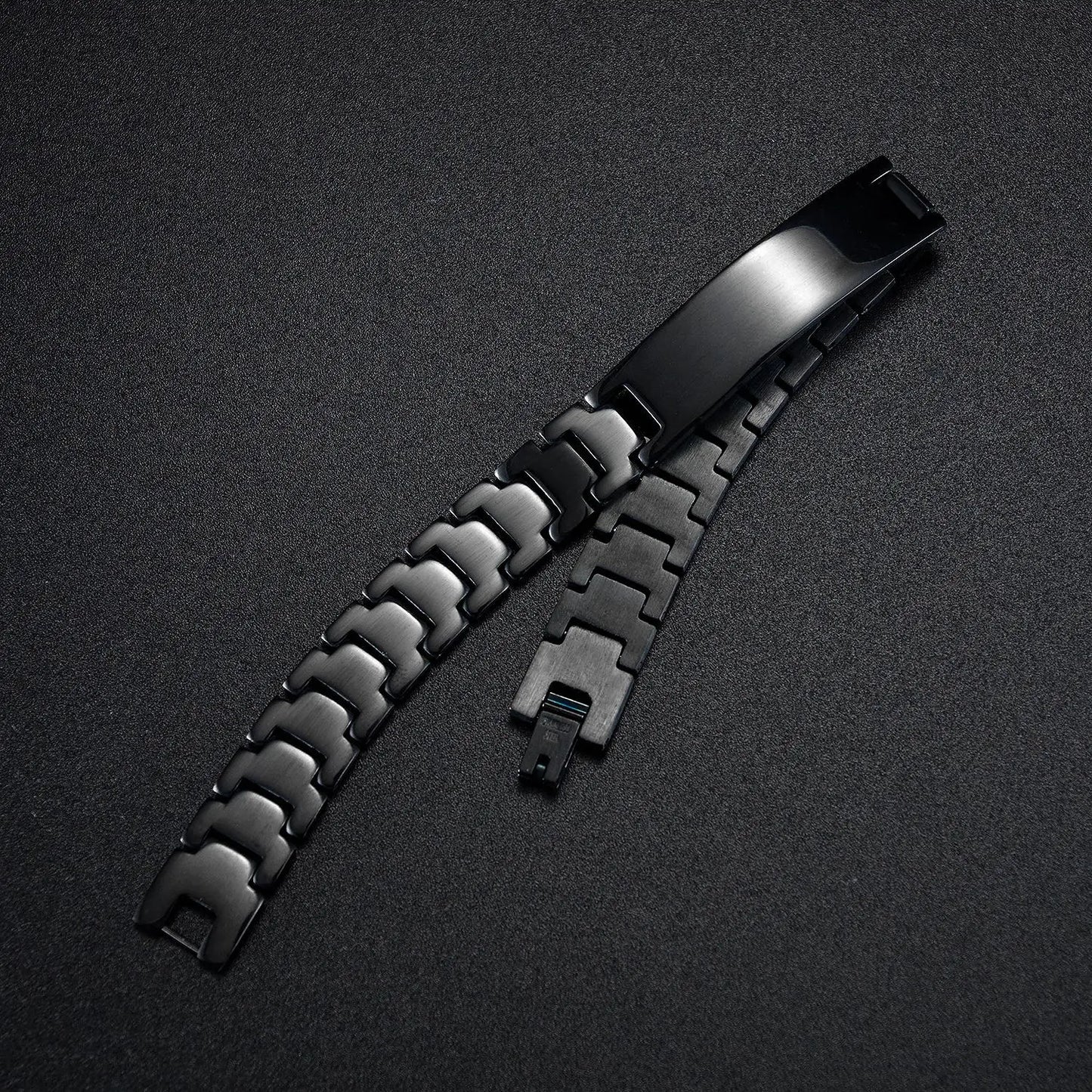 Personalize Custom Name Men Stainless Steel Bracelet Black 21cm Watch Band Smooth Engrave Logo Id Bracelets Gift Jewelry