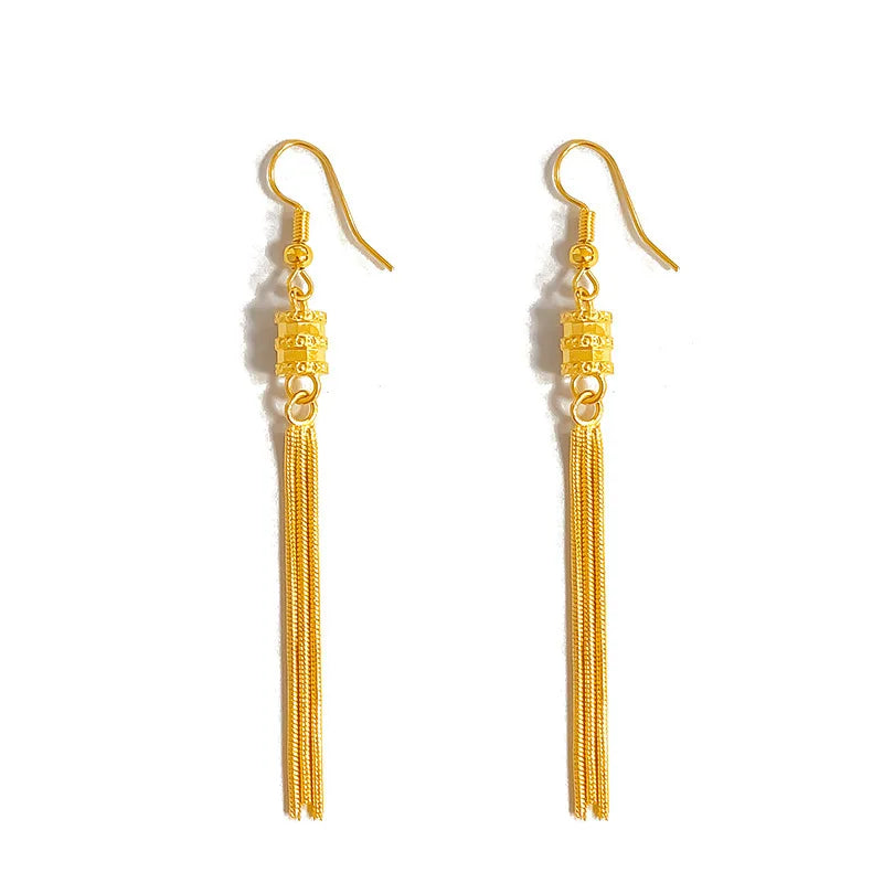 High quality womens gold 999 earrings small waist tassel 24k four-leaf clover gemstone earrings AU750 fashion trend pure gold