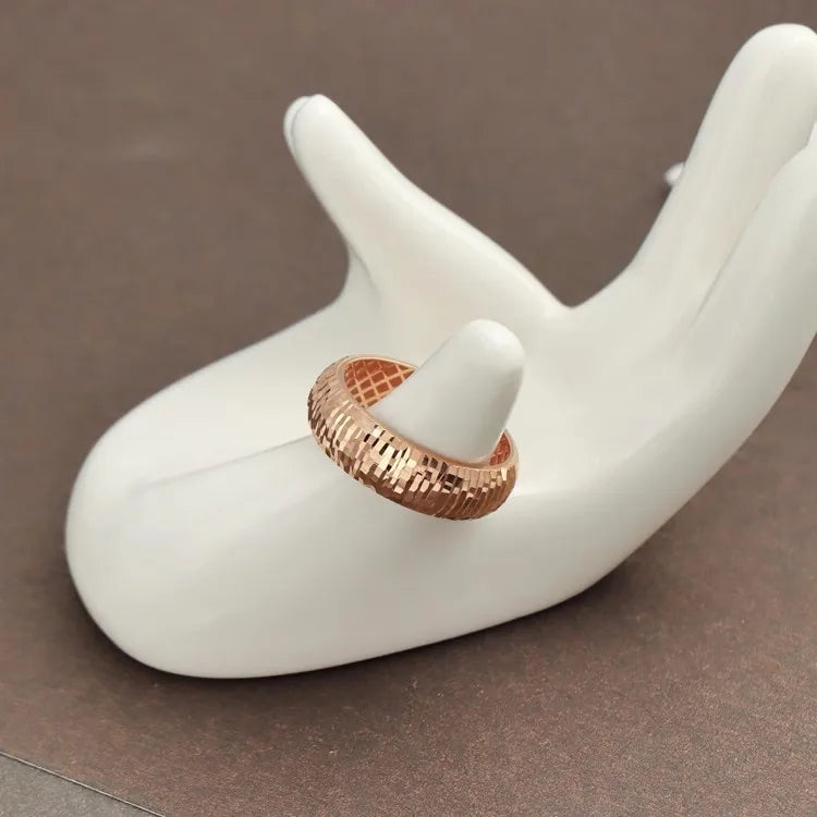 18K Rose Gold Carving Wide Version Ring K Gold Genuine Women's Plain Gold Gift AU750